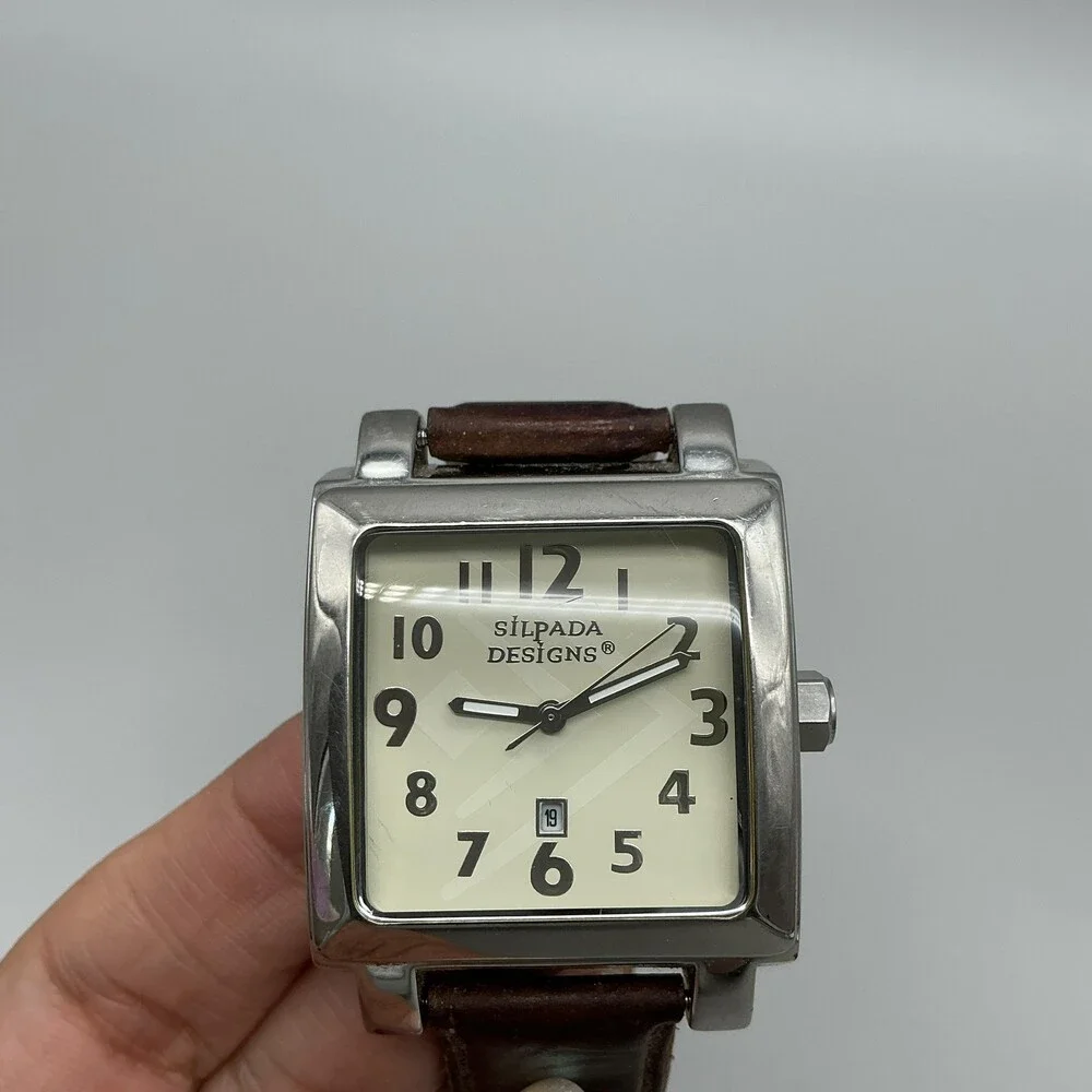 Silpada Designs Womens Watch 35mm Cream Dial Brown Leather Date New Battery